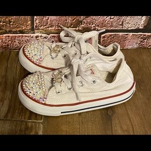 red blinged out converse
